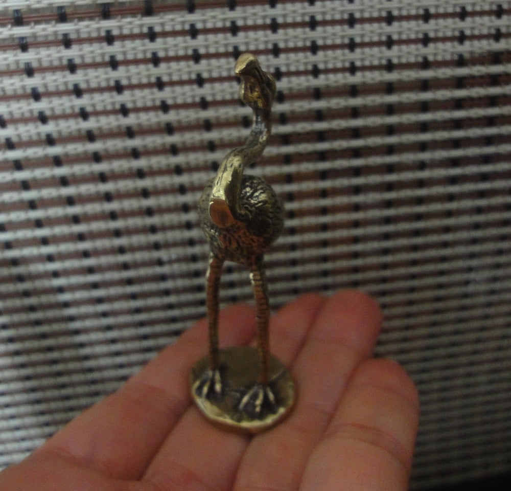 Vintage Style Solid Brass Copper Flamingo Bird Statue for Home Decor