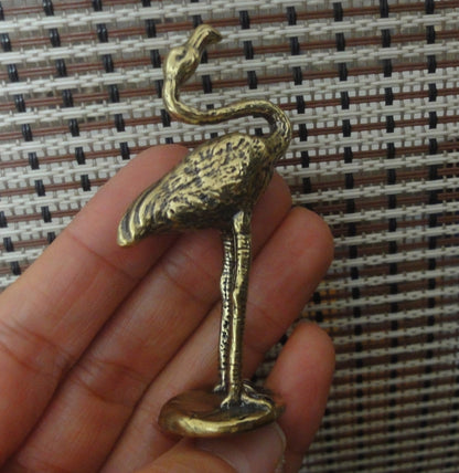 Vintage Style Solid Brass Copper Flamingo Bird Statue for Home Decor
