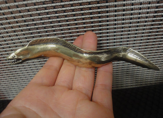 Solid Brass Long Eel Fish Figurine Statue Vintage Style for Garden Home Decor