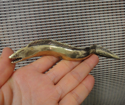 Solid Brass Long Eel Fish Figurine Statue Vintage Style for Garden Home Decor