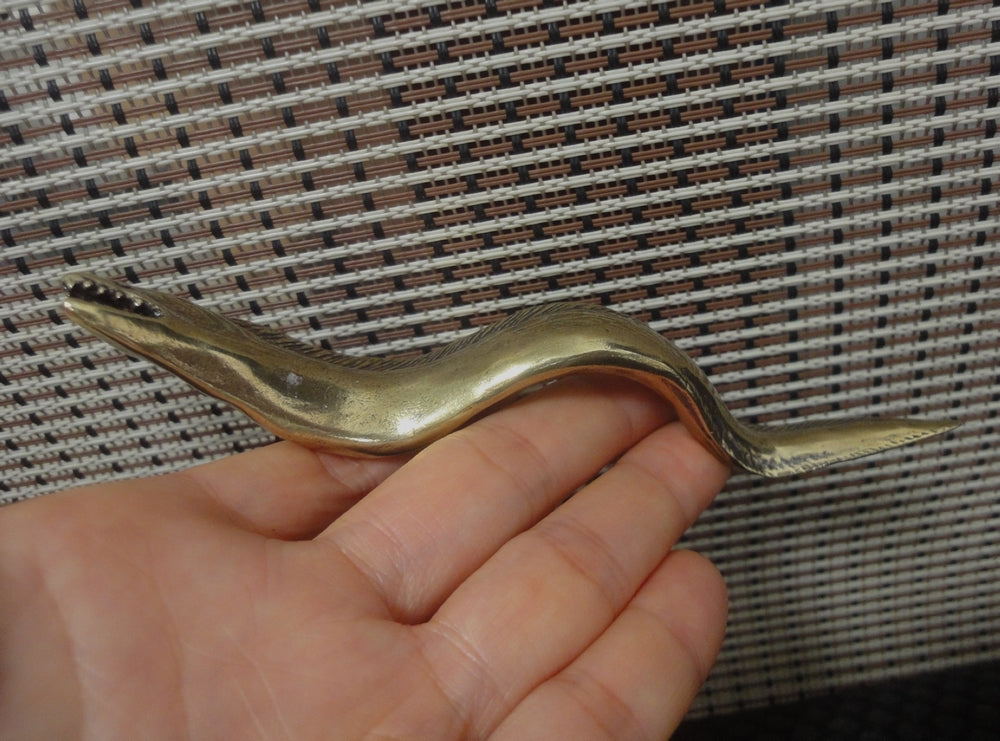 Solid Brass Long Eel Fish Figurine Statue Vintage Style for Garden Home Decor