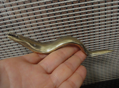 Solid Brass Long Eel Fish Figurine Statue Vintage Style for Garden Home Decor