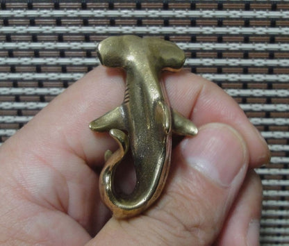 Solid Brass Hammerhead Shark Fish Figurine Vintage Style Statue for Home Garden Decor