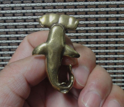 Solid Brass Hammerhead Shark Fish Figurine Vintage Style Statue for Home Garden Decor