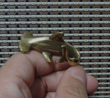 Solid Brass Hammerhead Shark Fish Figurine Vintage Style Statue for Home Garden Decor