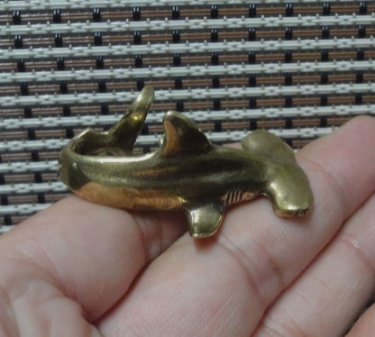 Solid Brass Hammerhead Shark Fish Figurine Vintage Style Statue for Home Garden Decor