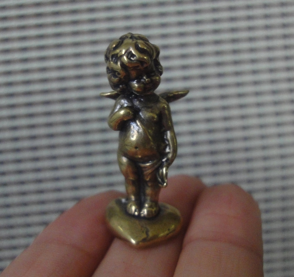 Vintage Brass Romantic Cherub Figurine Ornament