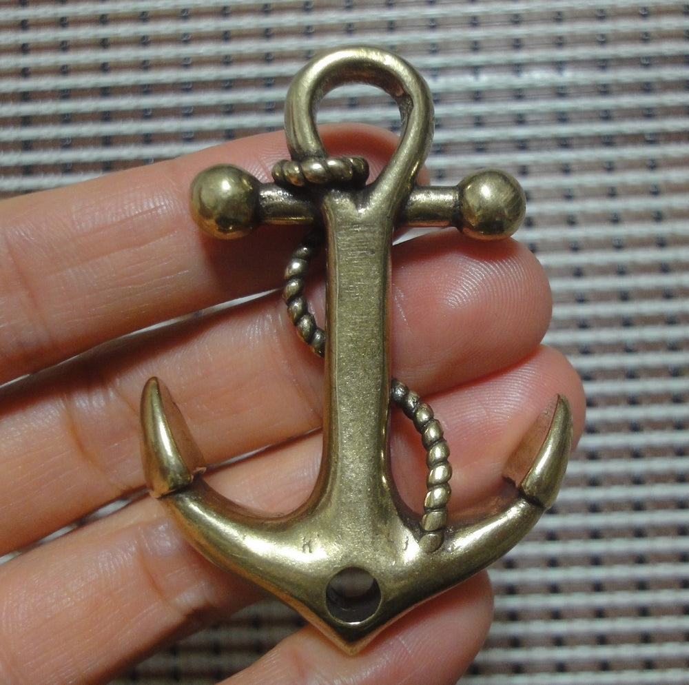 Solid Brass Ship Anchor Charm Pendant for Keychaings and Bags Decor