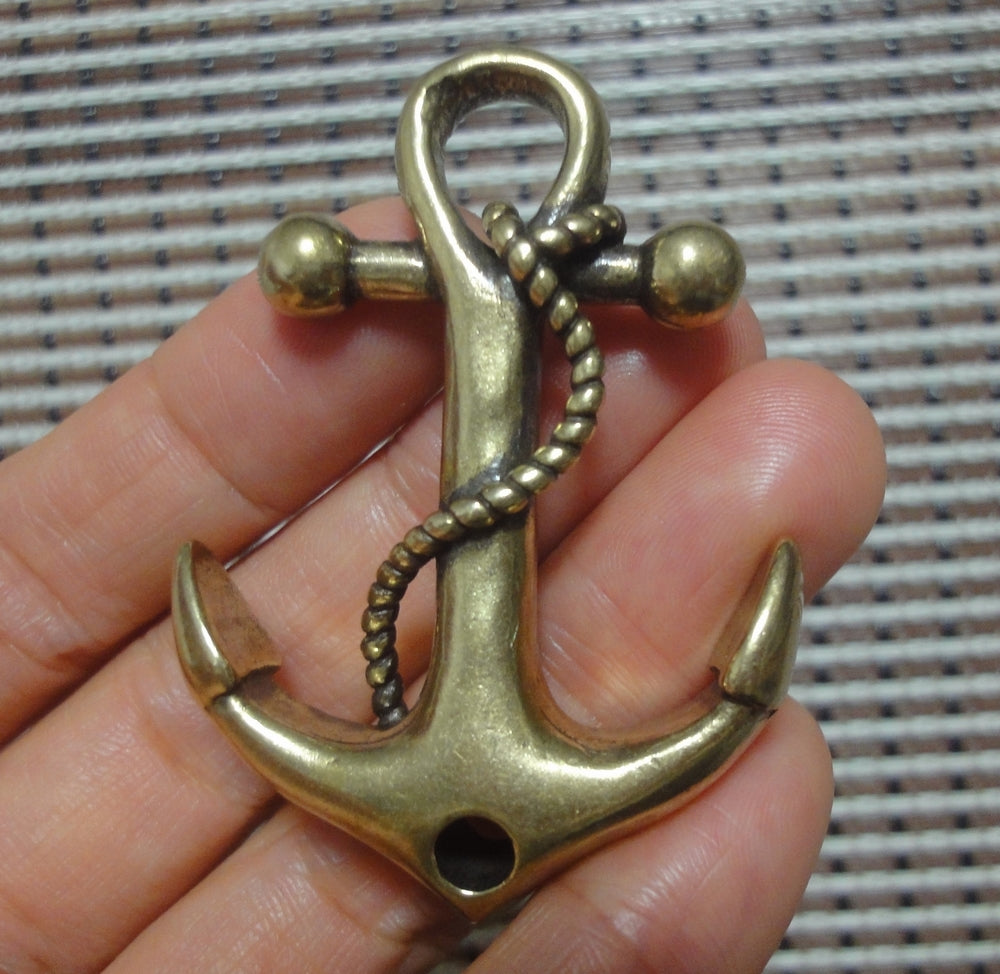 Solid Brass Ship Anchor Charm Pendant for Keychaings and Bags Decor