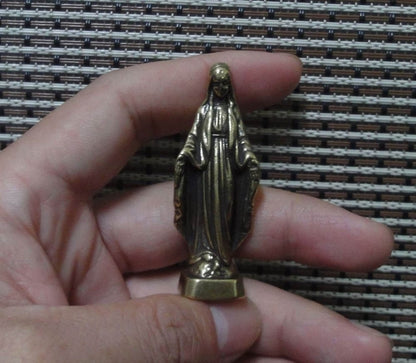 Vintage Brass Virgin Mary Figurine Women Statue for Home Decor