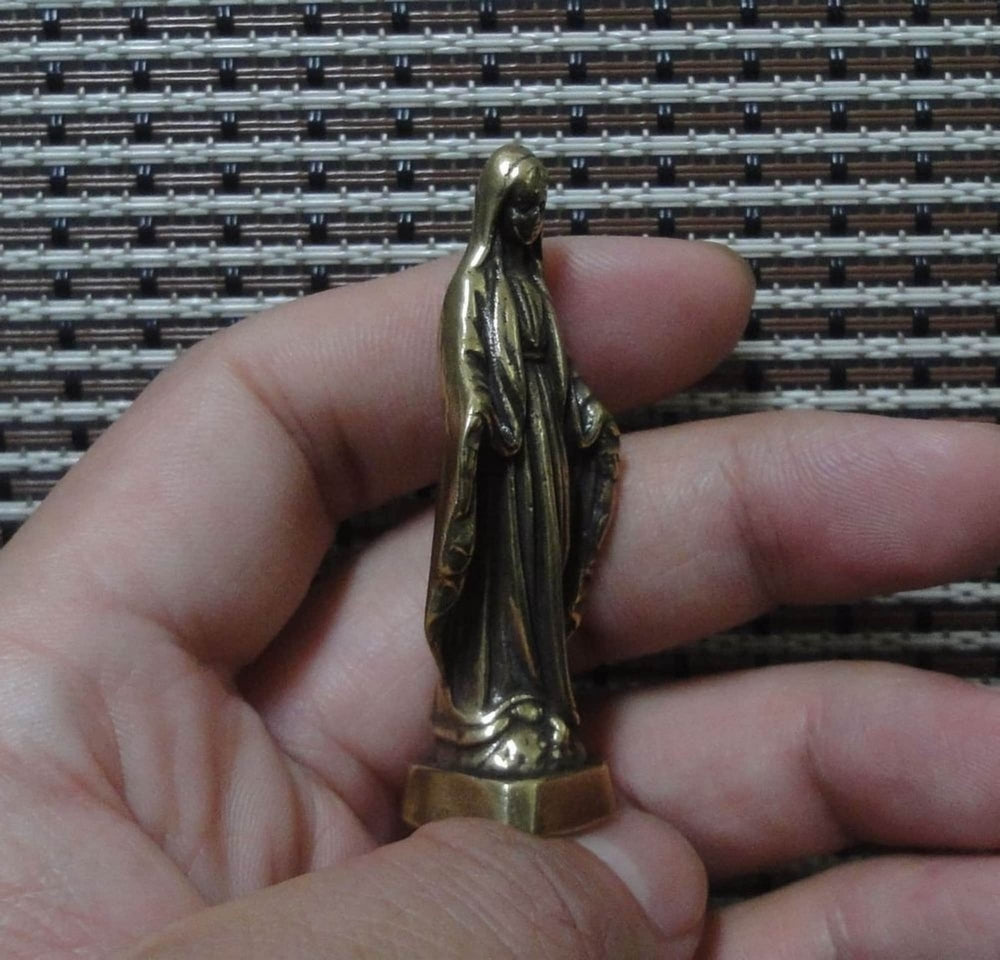 Vintage Brass Virgin Mary Figurine Women Statue for Home Decor
