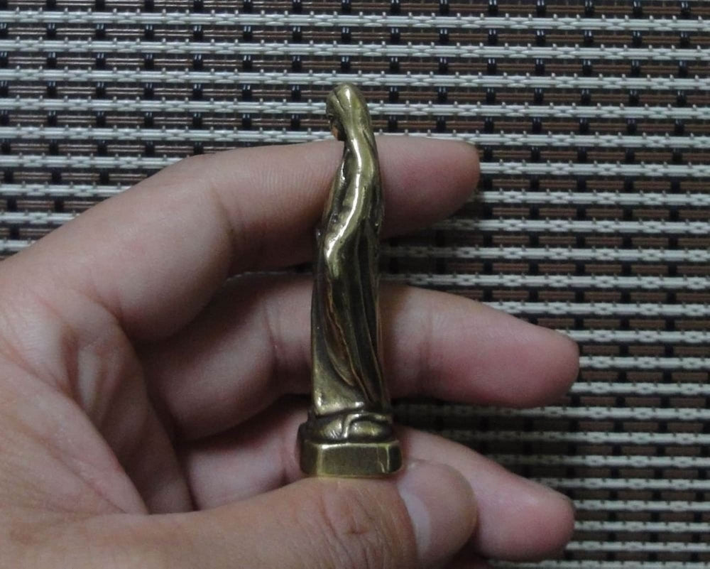 Vintage Brass Virgin Mary Figurine Women Statue for Home Decor