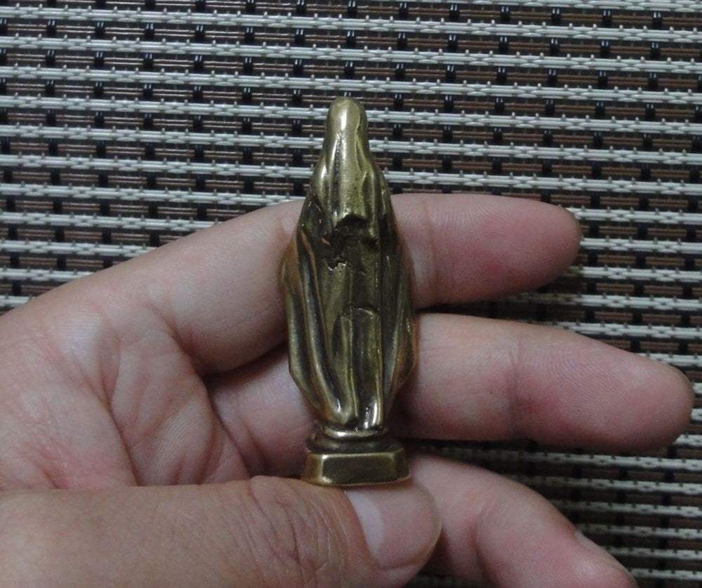 Vintage Brass Virgin Mary Figurine Women Statue for Home Decor