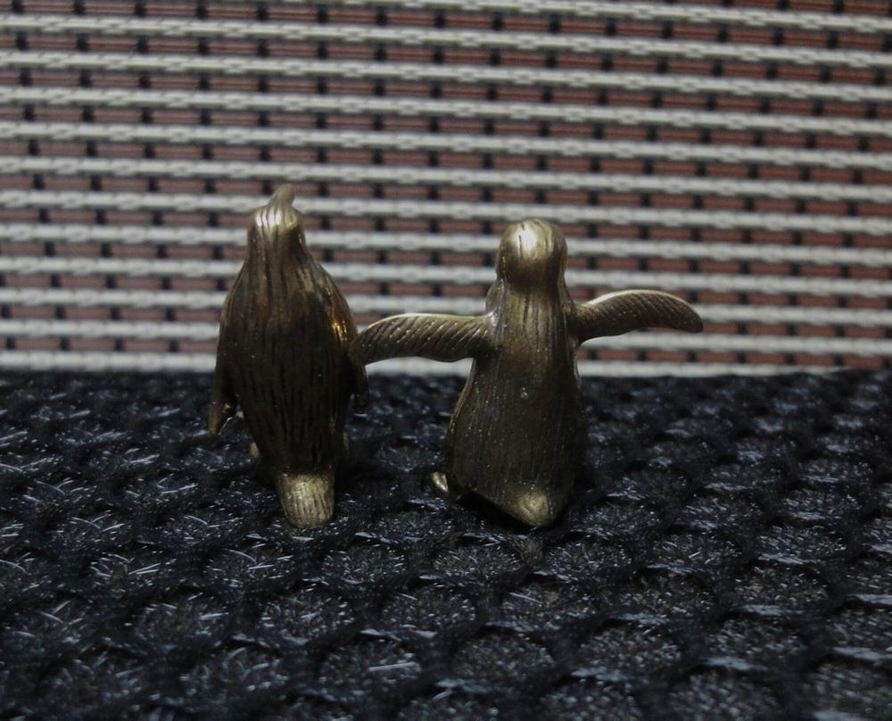 Pair of Vintage Style Solid Brass Little Penguins Figurines for Anniversary Gift
