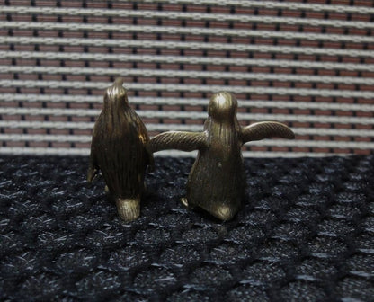 Pair of Vintage Style Solid Brass Little Penguins Figurines for Anniversary Gift