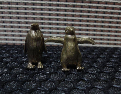 Pair of Vintage Style Solid Brass Little Penguins Figurines for Anniversary Gift
