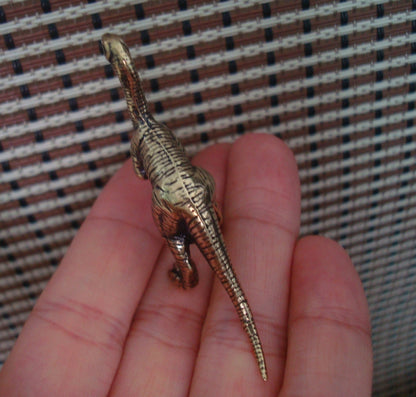 Brass Prehistoric Brachiosaurus Figurine Vintage Style Ornament