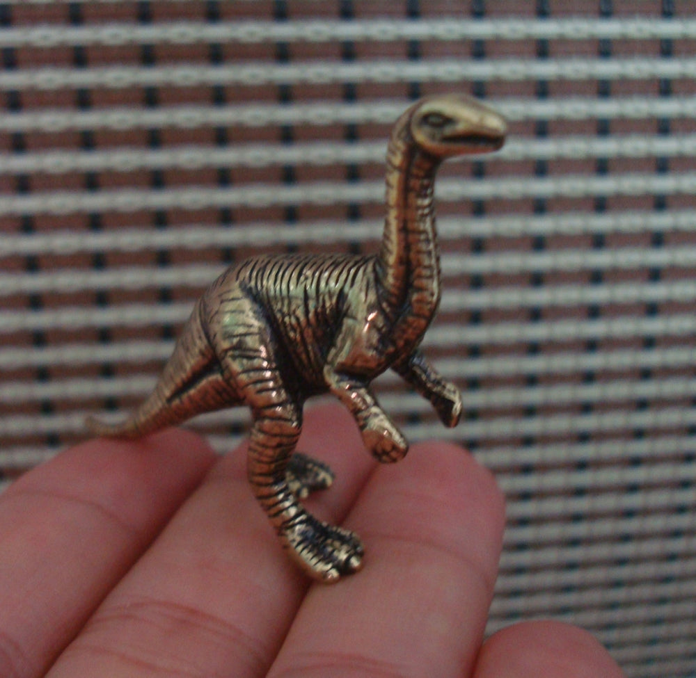 Brass Prehistoric Brachiosaurus Figurine Vintage Style Ornament
