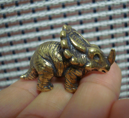 Vintage Brass Prehistoric Triceratops Figurine Ornament
