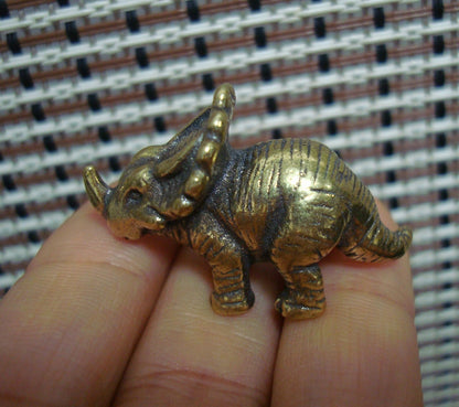 Vintage Brass Prehistoric Triceratops Figurine Ornament