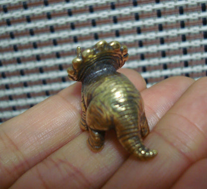 Vintage Brass Prehistoric Triceratops Figurine Ornament