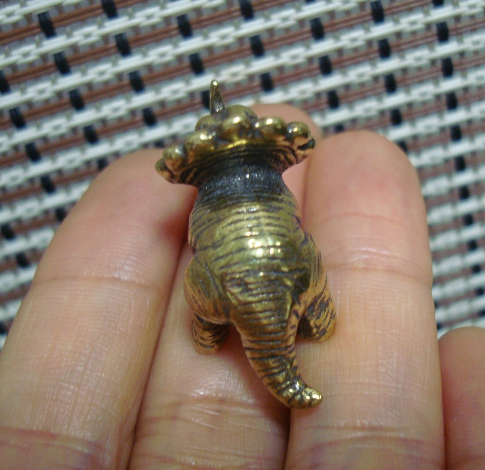 Vintage Brass Prehistoric Triceratops Figurine Ornament