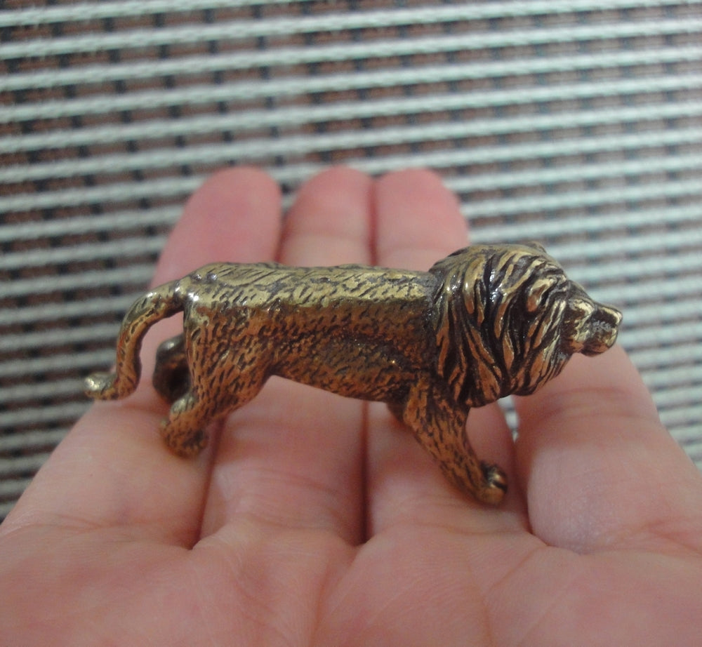 Solid Brass Strong Lion Figurine Vintage Style Animal Statue for Home Decor