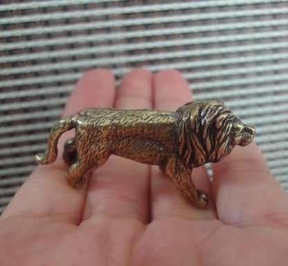 Solid Brass Strong Lion Figurine Vintage Style Animal Statue for Home Decor