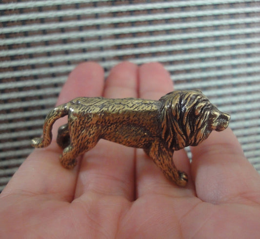 Solid Brass Strong Lion Figurine Vintage Style Animal Statue for Home Decor