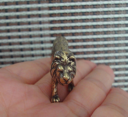 Solid Brass Strong Lion Figurine Vintage Style Animal Statue for Home Decor