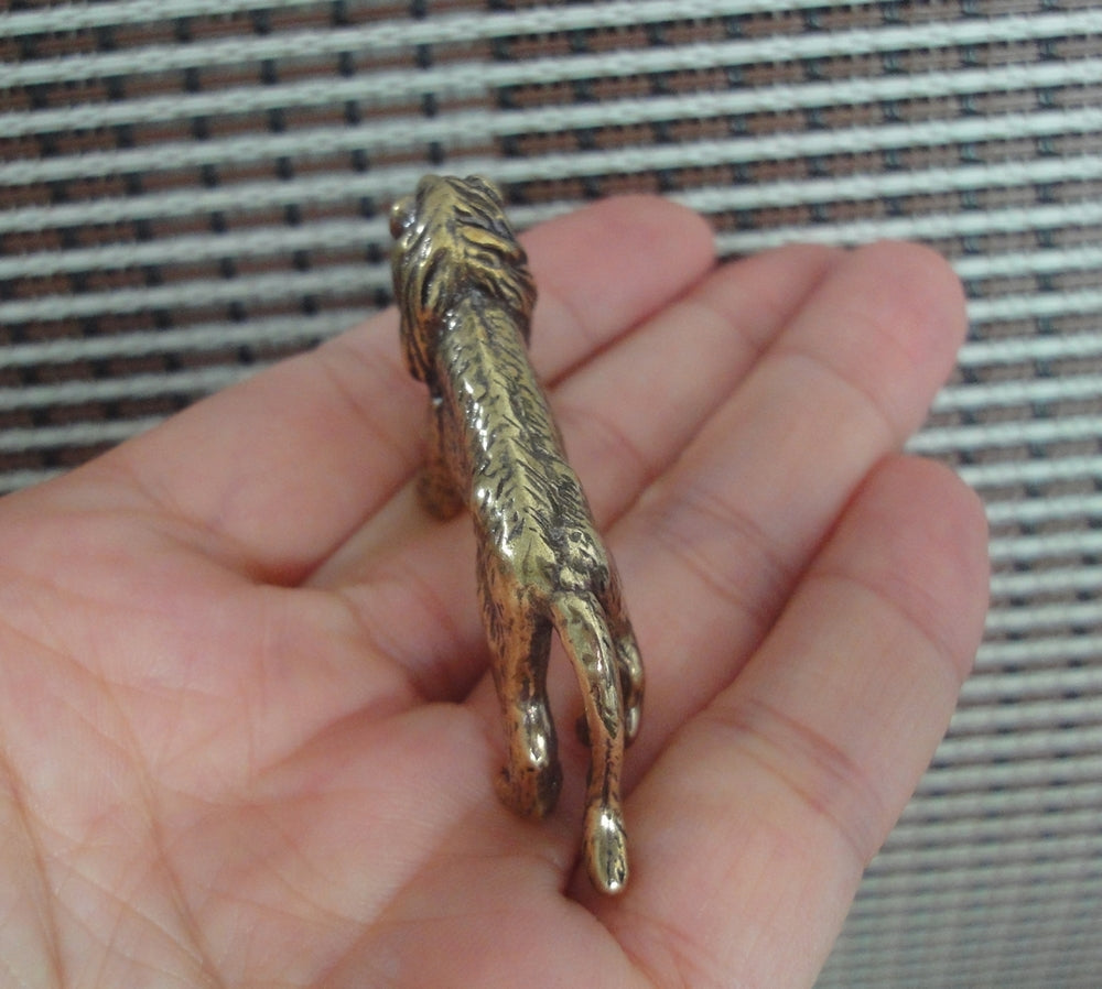 Solid Brass Strong Lion Figurine Vintage Style Animal Statue for Home Decor