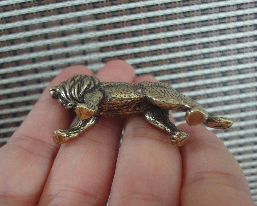 Solid Brass Strong Lion Figurine Vintage Style Animal Statue for Home Decor