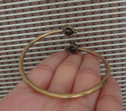 Solid Brass Foxes Heads Women Bangle Vintage Style Adjustable Bracelet