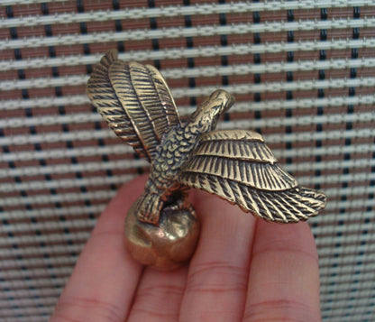 Solid Brass Eagle Holding Balll Figurine Bird Vintage Style Statue for Home Decor