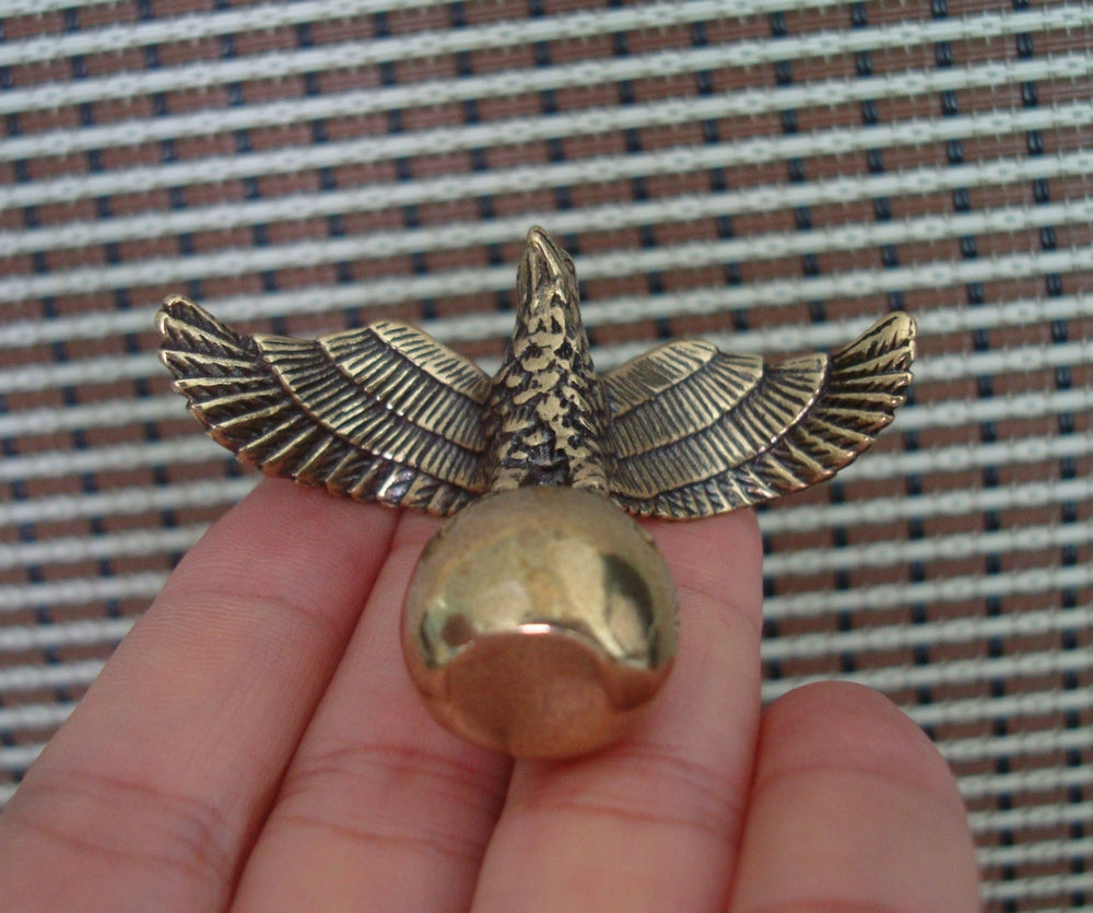 Solid Brass Eagle Holding Balll Figurine Bird Vintage Style Statue for Home Decor