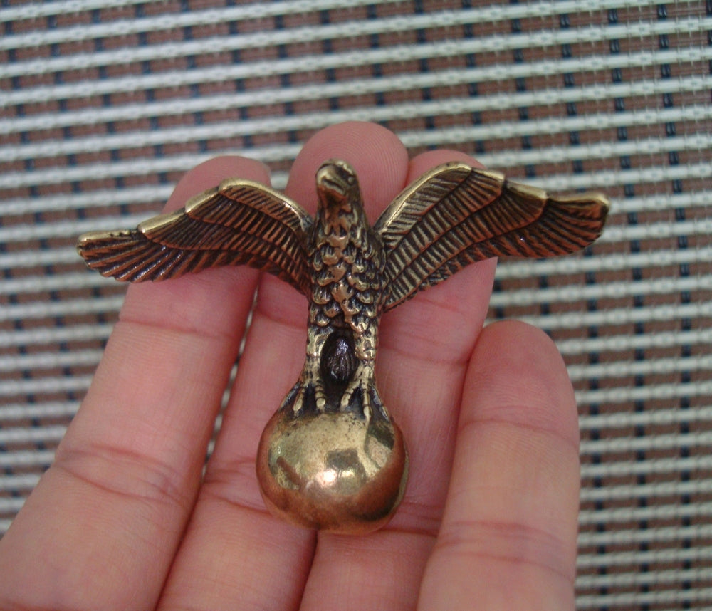 Solid Brass Eagle Holding Balll Figurine Bird Vintage Style Statue for Home Decor