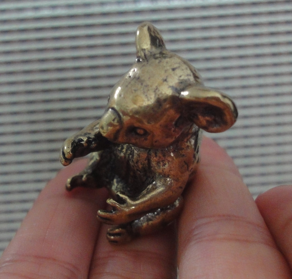 Solid Brass Small Koala Figurine Vintage Style Statue for Home Garden Decor