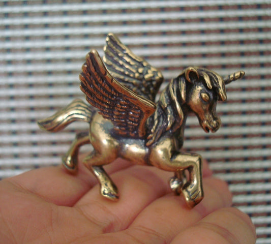 Solid Brass Flying Horse Pegasus Figurine Vintage Style Statue for Home Decor