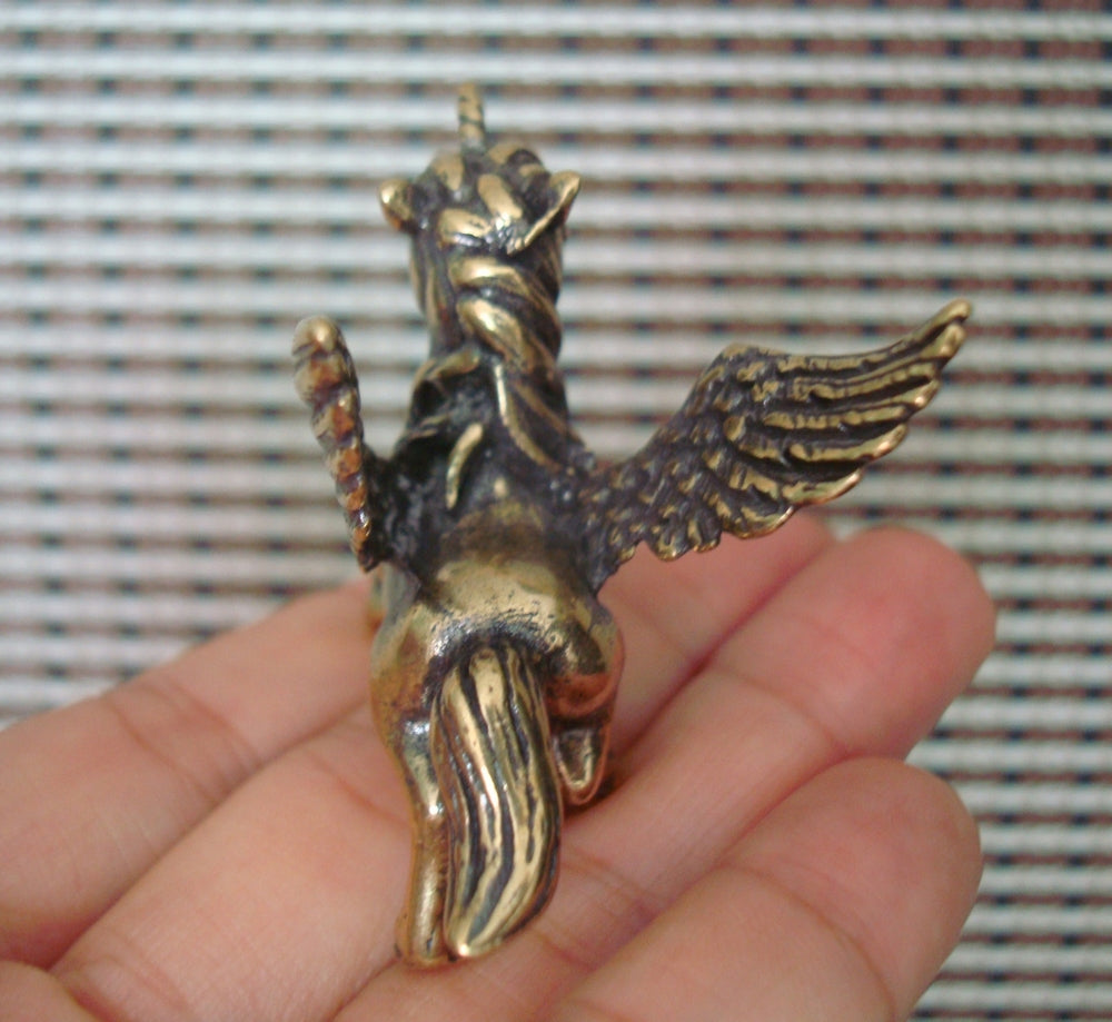 Solid Brass Flying Horse Pegasus Figurine Vintage Style Statue for Home Decor