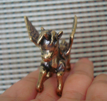 Solid Brass Flying Horse Pegasus Figurine Vintage Style Statue for Home Decor