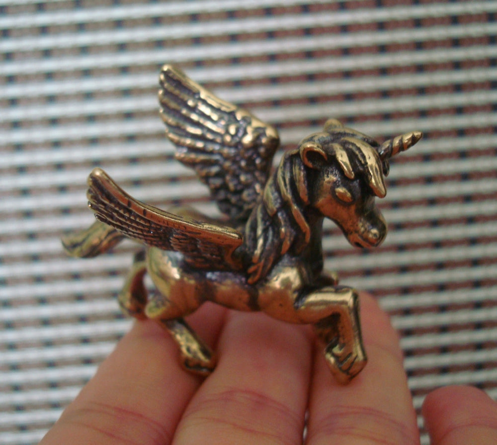 Solid Brass Flying Horse Pegasus Figurine Vintage Style Statue for Home Decor
