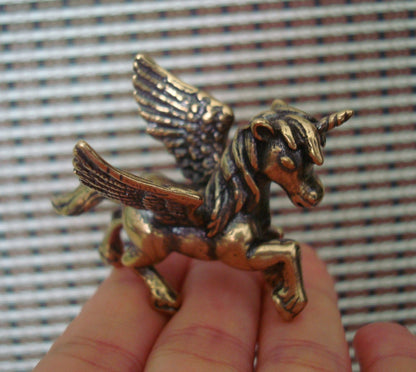 Solid Brass Flying Horse Pegasus Figurine Vintage Style Statue for Home Decor