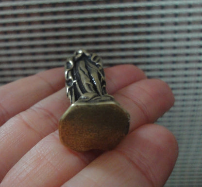 Vintage Solid Brass Virgin Mary Woman Figurine Statue Pendant