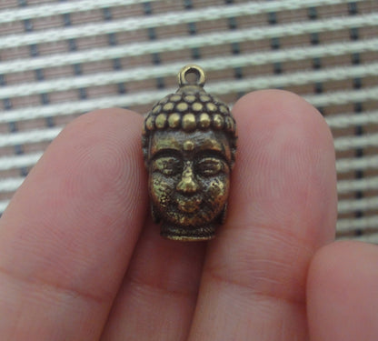Vintage Brass Mini Buddha Head Pendant