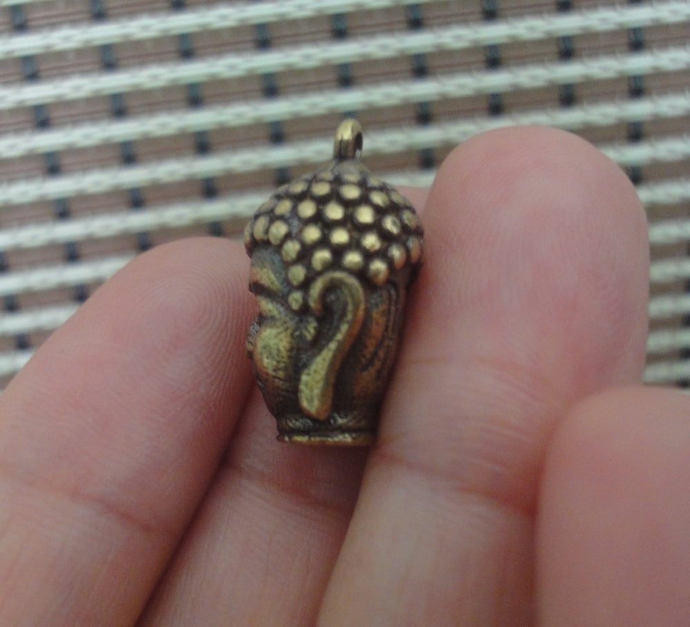 Vintage Brass Mini Buddha Head Pendant