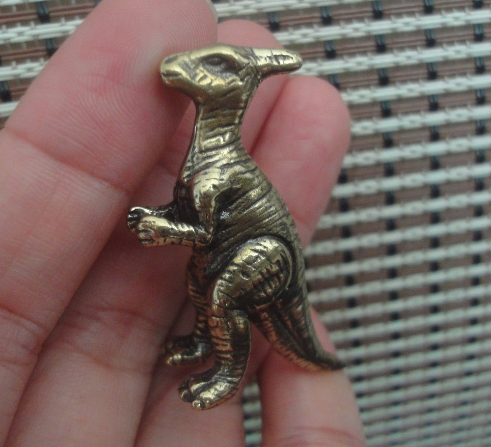 Brass Single Horn Dinosaur Figurine: Vintage Style Home Decor Statue