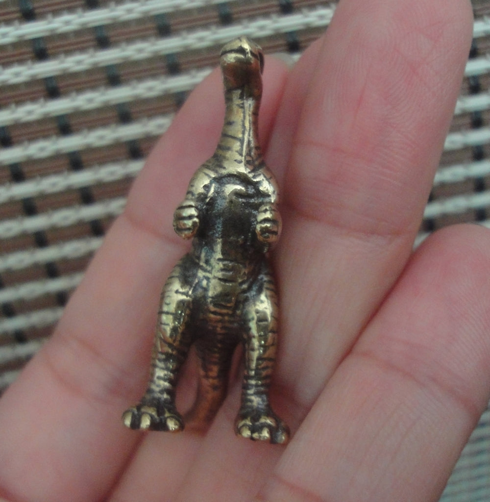 Brass Single Horn Dinosaur Figurine: Vintage Style Home Decor Statue