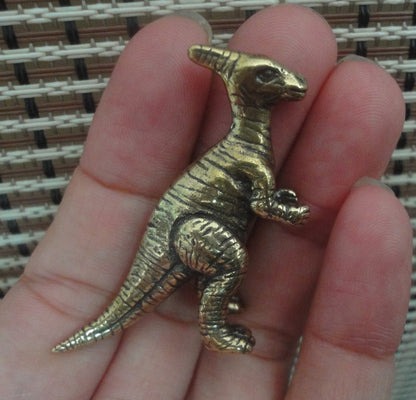 Brass Single Horn Dinosaur Figurine: Vintage Style Home Decor Statue