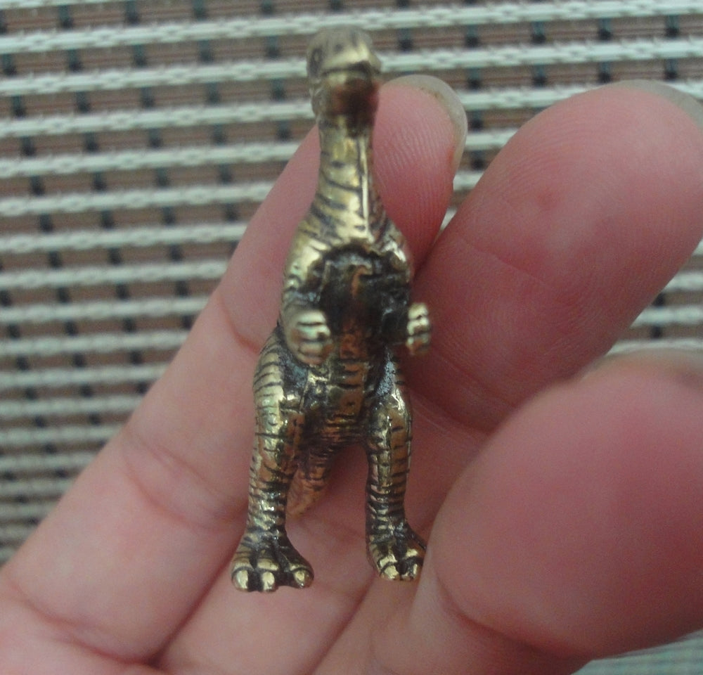 Brass Single Horn Dinosaur Figurine: Vintage Style Home Decor Statue