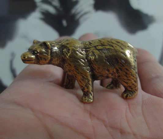 Vintage Style Solid Brass Bear Figurine: Home Decor Statue